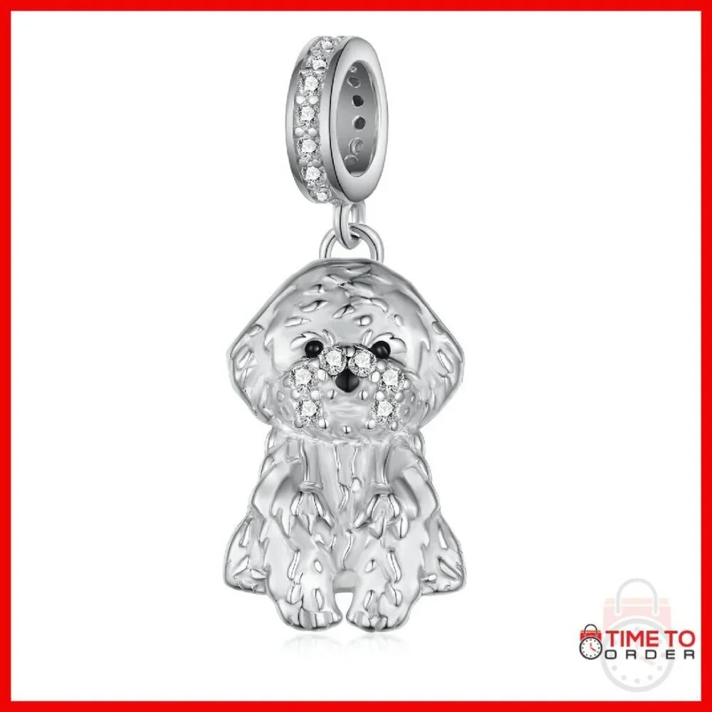 Sterling Silver Dog Charm Bracelet Gift for Women 11x16mm
